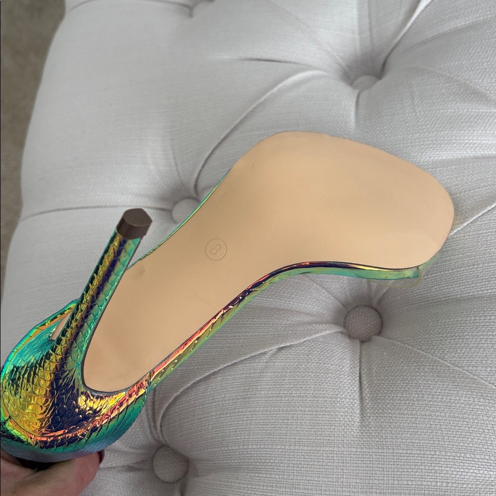 LULUS Ledah Hologram Snake Lace-Up Heels - Picture 6 of 11